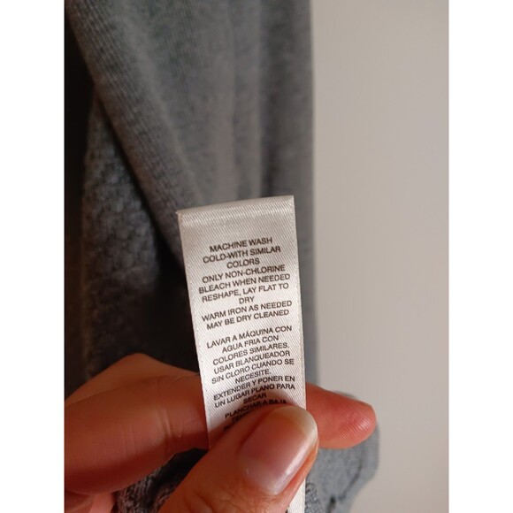 White House Black Market Cardigan Open Front Waffle Knit Grey Sz Large - Picture 4 of 5